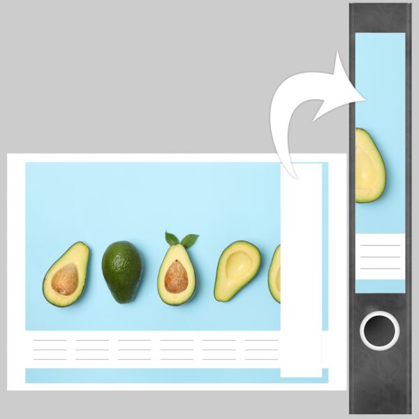 Etiketten für Ordner | Avocado | 7 Aufkleber für schmale Ordnerrücken | Selbstklebende Design Ordneretiketten Rückenschilder
