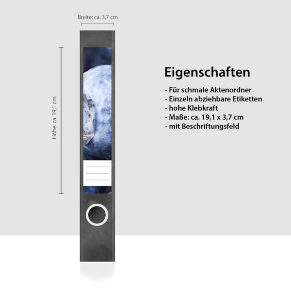 Etiketten für Ordner | Blaubeere | 7 Aufkleber für schmale Ordnerrücken | Selbstklebende Design Ordneretiketten Rückenschilder