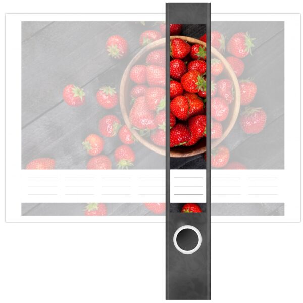 Etiketten für Ordner | Erdbeeren | 7 Aufkleber für schmale Ordnerrücken | Selbstklebende Design Ordneretiketten Rückenschilder