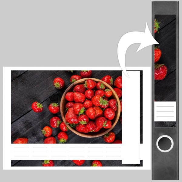 Etiketten für Ordner | Erdbeeren | 7 Aufkleber für schmale Ordnerrücken | Selbstklebende Design Ordneretiketten Rückenschilder