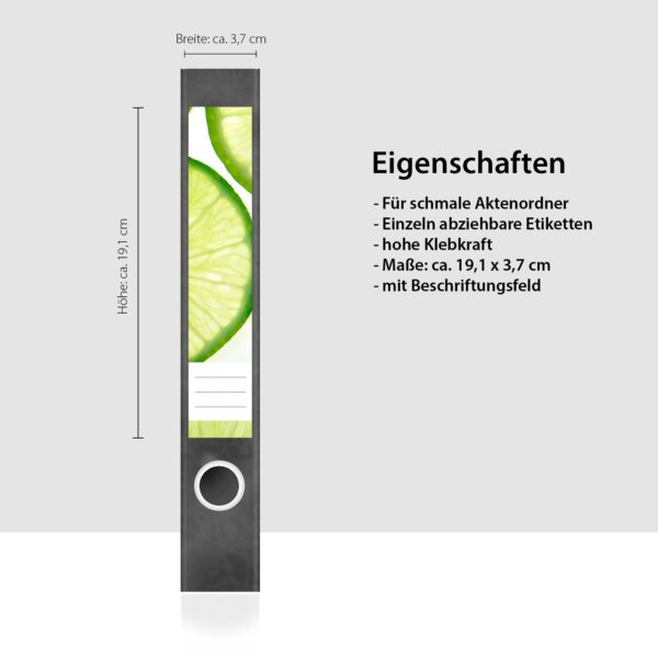 Etiketten für Ordner | Limonen | 7 Aufkleber für schmale Ordnerrücken | Selbstklebende Design Ordneretiketten Rückenschilder