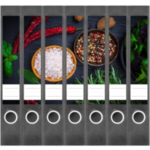 Etiketten für Ordner | Salz und Pfeffer | 7 Aufkleber für schmale Ordnerrücken | Selbstklebende Design Ordneretiketten Rückenschilder