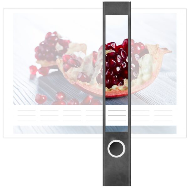 Etiketten für Ordner | Granatapfel | 7 Aufkleber für schmale Ordnerrücken | Selbstklebende Design Ordneretiketten Rückenschilder