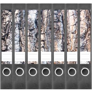 Etiketten für Ordner | Baum Rinde Natur | 7 Aufkleber für schmale Ordnerrücken | Selbstklebende Design Ordneretiketten Rückenschilder