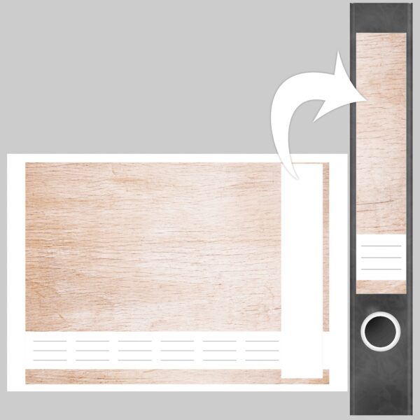 Etiketten für Ordner | Holz Platte hell | 7 Aufkleber für schmale Ordnerrücken | Selbstklebende Design Ordneretiketten Rückenschilder