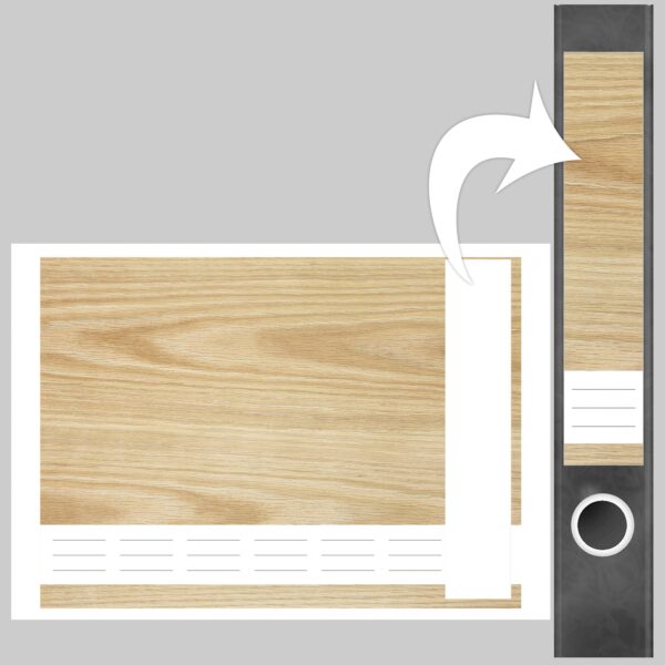 Etiketten für Ordner | Helles Holzmotiv | 7 Aufkleber für schmale Ordnerrücken | Selbstklebende Design Ordneretiketten Rückenschilder