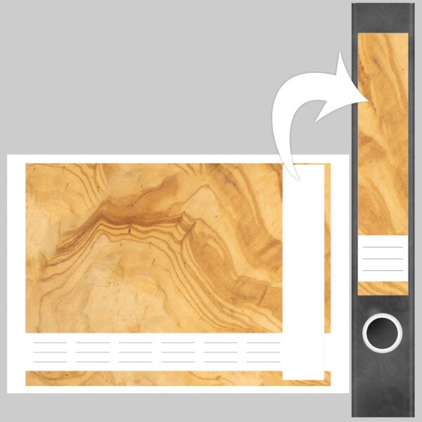 Etiketten für Ordner | Holz Schliff | 7 Aufkleber für schmale Ordnerrücken | Selbstklebende Design Ordneretiketten Rückenschilder