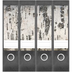 Etiketten für Ordner | Birke Baum Rinde | 7 Aufkleber für schmale Ordnerrücken | Selbstklebende Design Ordneretiketten Rückenschilder