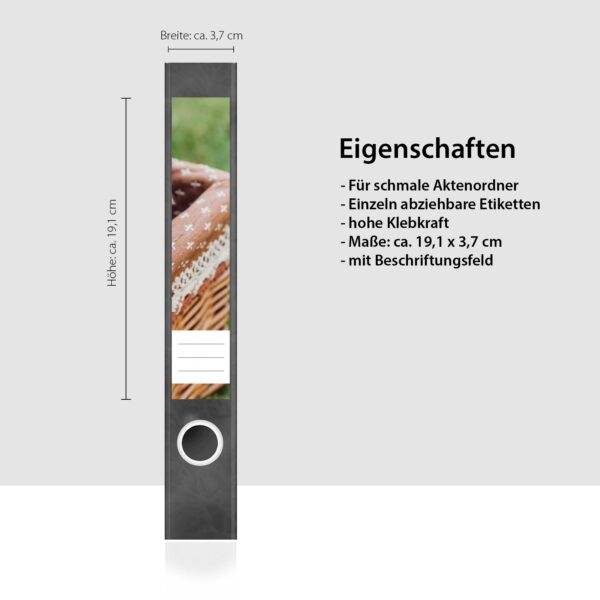 Etiketten für Ordner | Hunde Welpe im Korb | 7 Aufkleber für schmale Ordnerrücken | Selbstklebende Design Ordneretiketten Rückenschilder