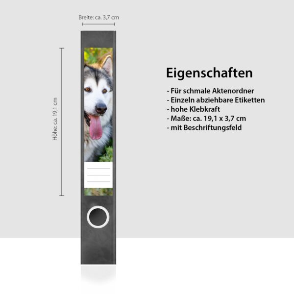 Etiketten für Ordner | Niedlicher Hund | 7 Aufkleber für schmale Ordnerrücken | Selbstklebende Design Ordneretiketten Rückenschilder