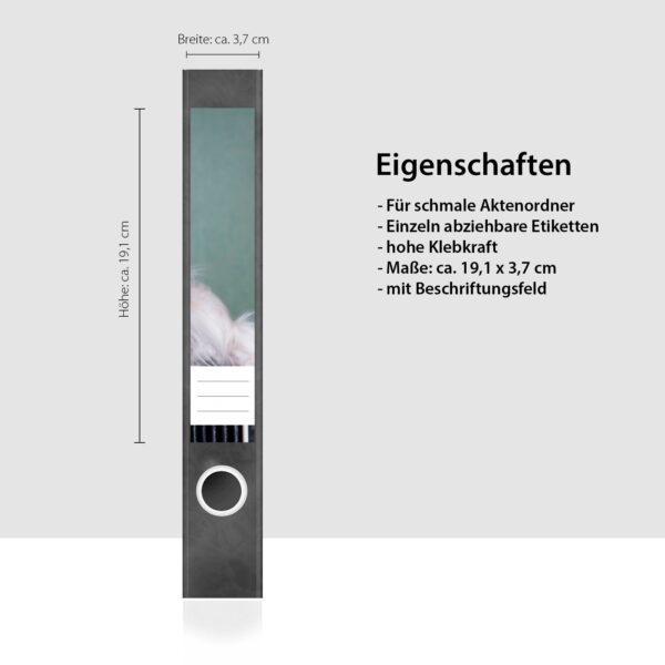 Etiketten für Ordner | Süßer Hund | 7 Aufkleber für schmale Ordnerrücken | Selbstklebende Design Ordneretiketten Rückenschilder