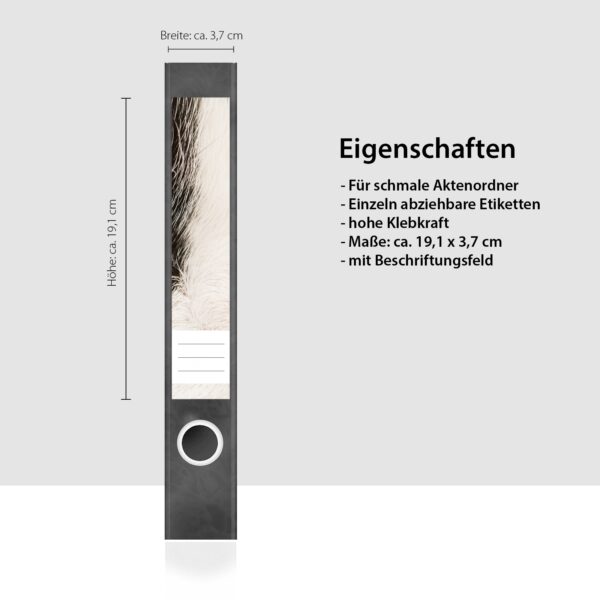 Etiketten für Ordner | Katze schwarz weiß | 7 Aufkleber für schmale Ordnerrücken | Selbstklebende Design Ordneretiketten Rückenschilder