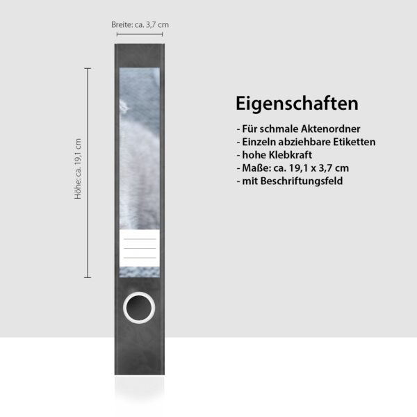 Etiketten für Ordner | graue Katze Kätzchen | 7 Aufkleber für schmale Ordnerrücken | Selbstklebende Design Ordneretiketten Rückenschilder