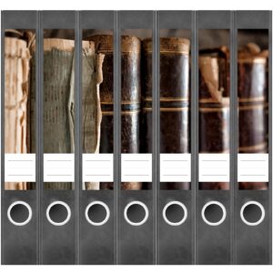 Etiketten für Ordner | Bücher Buchrücken | 7 Aufkleber für schmale Ordnerrücken | Selbstklebende Design Ordneretiketten Rückenschilder