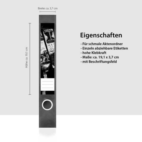 Etiketten für Ordner | Schreibmaschine | 7 Aufkleber für schmale Ordnerrücken | Selbstklebende Design Ordneretiketten Rückenschilder