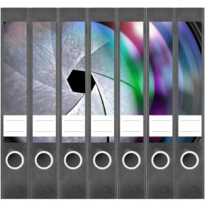 Etiketten für Ordner | Linse Kunst | 7 Aufkleber für schmale Ordnerrücken | Selbstklebende Design Ordneretiketten Rückenschilder