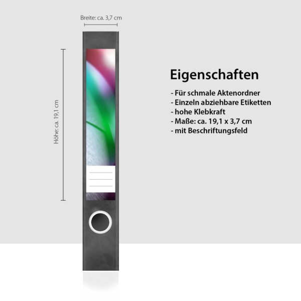 Etiketten für Ordner | Linse Kunst | 7 Aufkleber für schmale Ordnerrücken | Selbstklebende Design Ordneretiketten Rückenschilder
