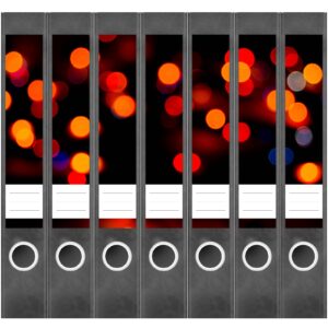 Etiketten für Ordner | Nachtlichter Licht | 7 Aufkleber für schmale Ordnerrücken | Selbstklebende Design Ordneretiketten Rückenschilder