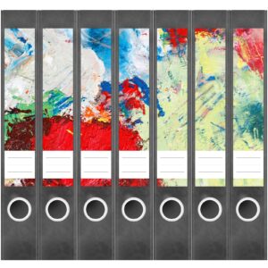 Etiketten für Ordner | Kunst Malerei | 7 Aufkleber für schmale Ordnerrücken | Selbstklebende Design Ordneretiketten Rückenschilder