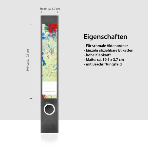 Etiketten für Ordner | Kunst Malerei | 7 Aufkleber für schmale Ordnerrücken | Selbstklebende Design Ordneretiketten Rückenschilder