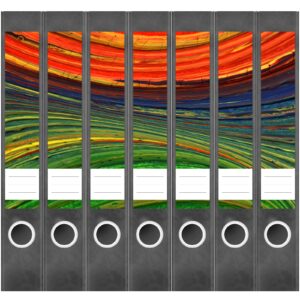 Etiketten für Ordner | Moderne Kunst | 7 Aufkleber für schmale Ordnerrücken | Selbstklebende Design Ordneretiketten Rückenschilder