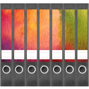 Etiketten für Ordner | Farbverläufe Kunst | 7 Aufkleber für schmale Ordnerrücken | Selbstklebende Design Ordneretiketten Rückenschilder