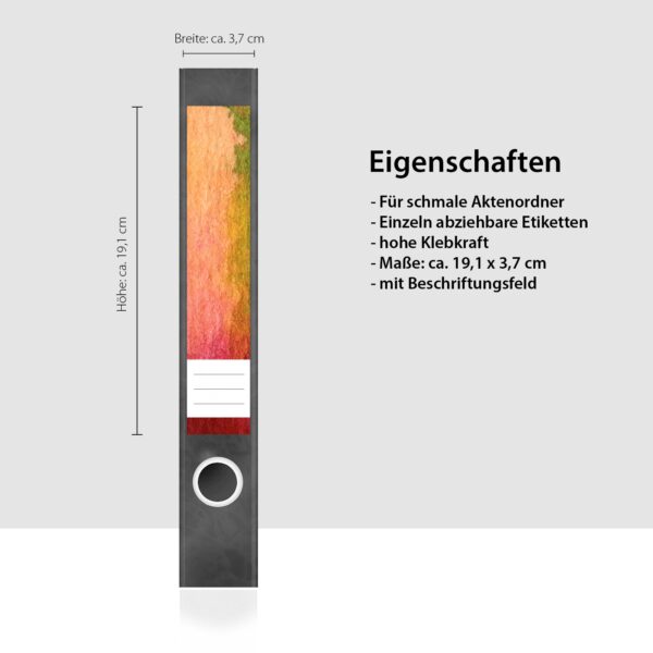 Etiketten für Ordner | Farbverläufe Kunst | 7 Aufkleber für schmale Ordnerrücken | Selbstklebende Design Ordneretiketten Rückenschilder
