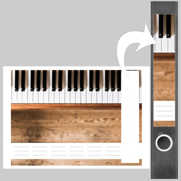 Etiketten für Ordner | Klavier Tasten Musik | 7 Aufkleber für schmale Ordnerrücken | Selbstklebende Design Ordneretiketten Rückenschilder