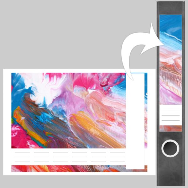 Etiketten für Ordner | Kunst Farben Modern | 7 Aufkleber für schmale Ordnerrücken | Selbstklebende Design Ordneretiketten Rückenschilder