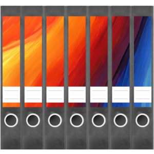Etiketten für Ordner | Kunst Farben Malerei | 7 Aufkleber für schmale Ordnerrücken | Selbstklebende Design Ordneretiketten Rückenschilder