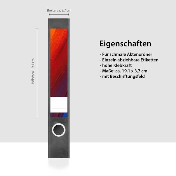 Etiketten für Ordner | Kunst Farben Malerei | 7 Aufkleber für schmale Ordnerrücken | Selbstklebende Design Ordneretiketten Rückenschilder