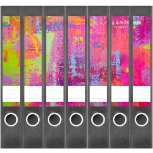 Etiketten für Ordner | Moderne Malerei | 7 Aufkleber für schmale Ordnerrücken | Selbstklebende Design Ordneretiketten Rückenschilder