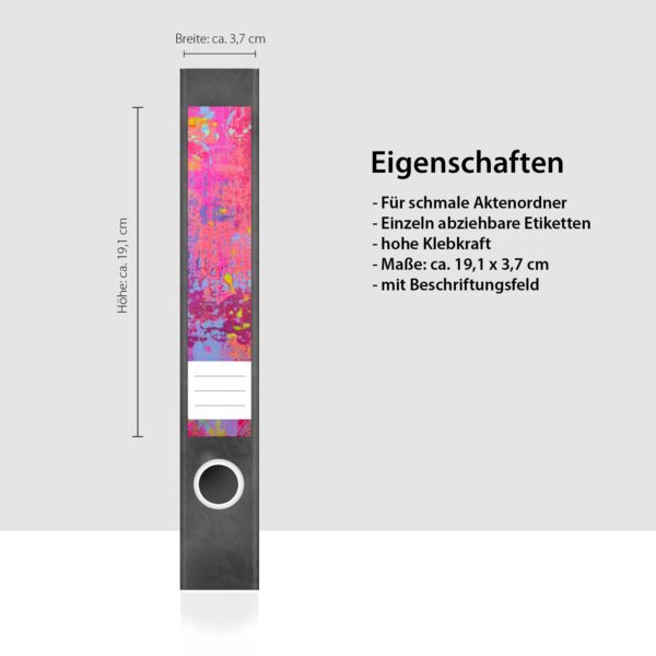 Etiketten für Ordner | Moderne Malerei | 7 Aufkleber für schmale Ordnerrücken | Selbstklebende Design Ordneretiketten Rückenschilder