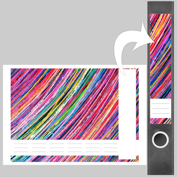 Etiketten für Ordner | Kunst Streifen | 7 Aufkleber für schmale Ordnerrücken | Selbstklebende Design Ordneretiketten Rückenschilder