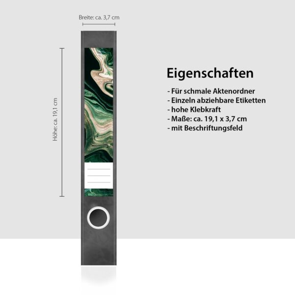 Etiketten für Ordner | Kunst Verläufe | 7 Aufkleber für schmale Ordnerrücken | Selbstklebende Design Ordneretiketten Rückenschilder