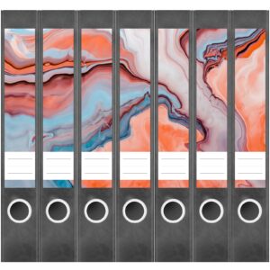 Etiketten für Ordner | Kunst Malerei Verlauf | 7 Aufkleber für schmale Ordnerrücken | Selbstklebende Design Ordneretiketten Rückenschilder
