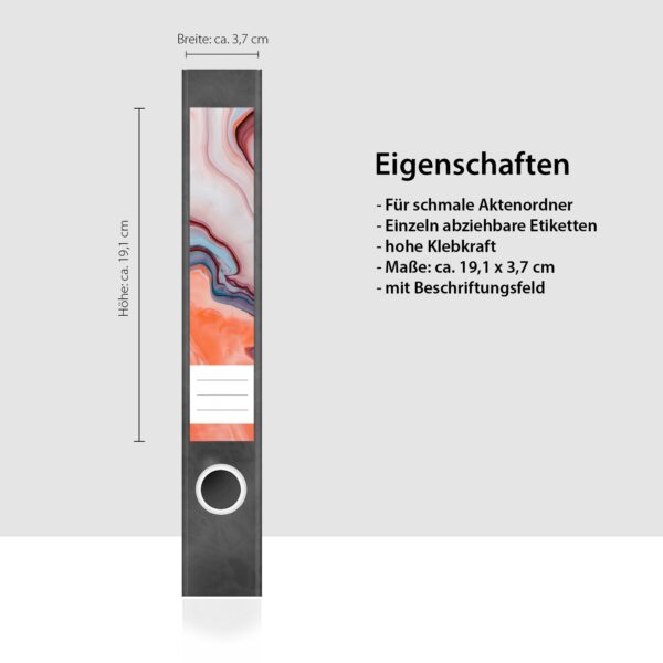 Etiketten für Ordner | Kunst Malerei Verlauf | 7 Aufkleber für schmale Ordnerrücken | Selbstklebende Design Ordneretiketten Rückenschilder