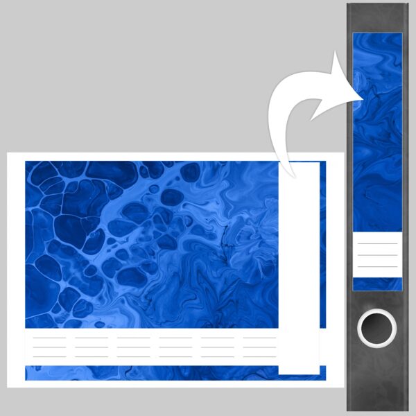 Etiketten für Ordner | Kunst Blau Modern | 7 Aufkleber für schmale Ordnerrücken | Selbstklebende Design Ordneretiketten Rückenschilder