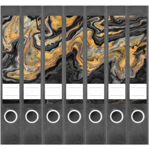 Etiketten für Ordner | Kunst Malerei Braun | 7 Aufkleber für schmale Ordnerrücken | Selbstklebende Design Ordneretiketten Rückenschilder