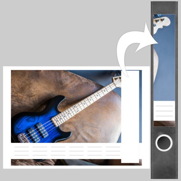Etiketten für Ordner | Musik Gitarre Sound | 7 Aufkleber für schmale Ordnerrücken | Selbstklebende Design Ordneretiketten Rückenschilder