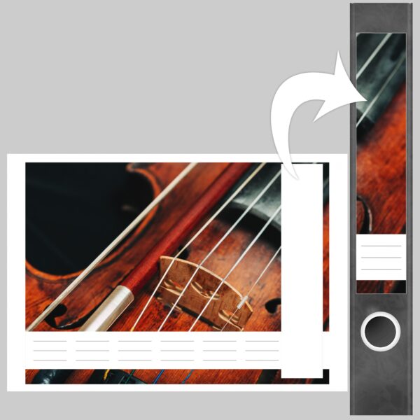 Etiketten für Ordner | Musik Geige Kunst | 7 Aufkleber für schmale Ordnerrücken | Selbstklebende Design Ordneretiketten Rückenschilder