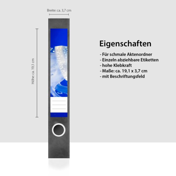 Etiketten für Ordner | Leutchqualle Qualle | 7 Aufkleber für schmale Ordnerrücken | Selbstklebende Design Ordneretiketten Rückenschilder