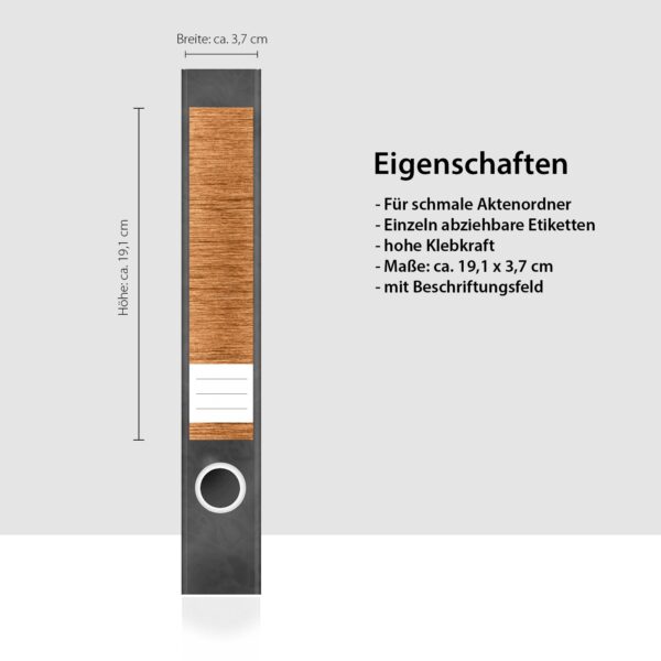 Etiketten für Ordner | Kupferoptik Metall | 7 Aufkleber für schmale Ordnerrücken | Selbstklebende Design Ordneretiketten Rückenschilder