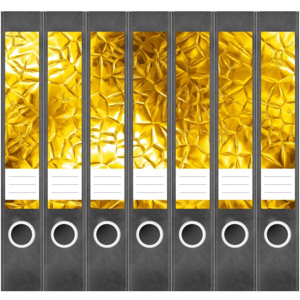 Etiketten für Ordner | Goldfolienoptik Metall | 7 Aufkleber für schmale Ordnerrücken | Selbstklebende Design Ordneretiketten Rückenschilder
