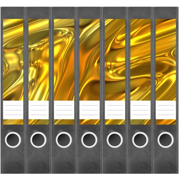 Etiketten für Ordner | Flüssiges Gold Optik | 7 Aufkleber für schmale Ordnerrücken | Selbstklebende Design Ordneretiketten Rückenschilder