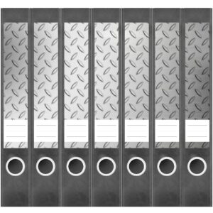 Etiketten für Ordner | Metallplatte Eisen | 7 Aufkleber für schmale Ordnerrücken | Selbstklebende Design Ordneretiketten Rückenschilder