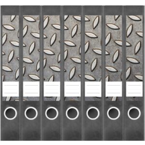 Etiketten für Ordner | Metallplatte 2 | 7 Aufkleber für schmale Ordnerrücken | Selbstklebende Design Ordneretiketten Rückenschilder