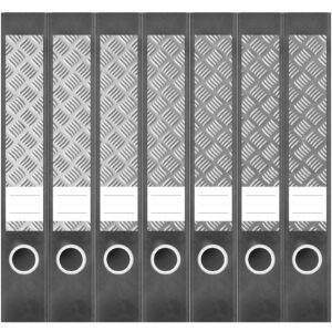 Etiketten für Ordner | Metallplatte 3 | 7 Aufkleber für schmale Ordnerrücken | Selbstklebende Design Ordneretiketten Rückenschilder
