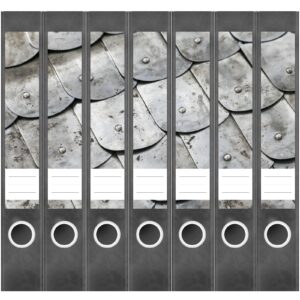 Etiketten für Ordner | Metallschindeln Metall | 7 Aufkleber für schmale Ordnerrücken | Selbstklebende Design Ordneretiketten Rückenschilder