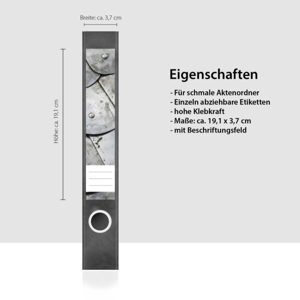 Etiketten für Ordner | Metallschindeln Metall | 7 Aufkleber für schmale Ordnerrücken | Selbstklebende Design Ordneretiketten Rückenschilder